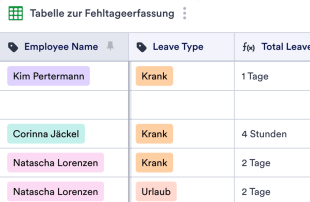 Tabelle zur Erfassung von Urlaubs- und Krankheitszeiten Tabellenvorlage