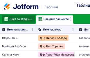 Таблица за приемане на пациенти Template