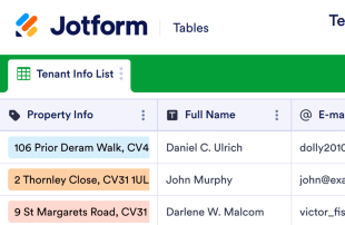 Tenant Information Spreadsheet Template