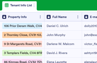 Tenant Information Spreadsheet Template