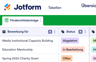 Übersicht über Fördermittelanträge Template