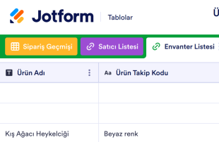 Ürün Envanteri Tablo Şablonu