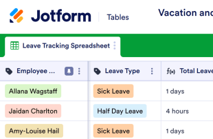 Vacation and Sick Time Tracking Spread Spreadsheet Template