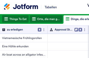 Vorlage für Bucketliste Tabellenvorlage