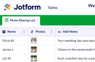 Wedding Photo Sharing List Template Spreadsheet Template