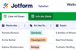 Weihnachtsbuffet Anmeldungen Tabellenvorlage