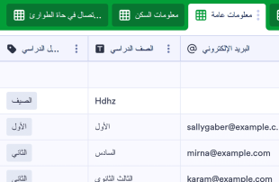 ورقة معلومات الطالب قوالب جدول البيانات