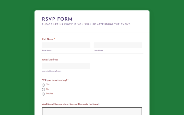 Green RSVP Form - Theme Poster