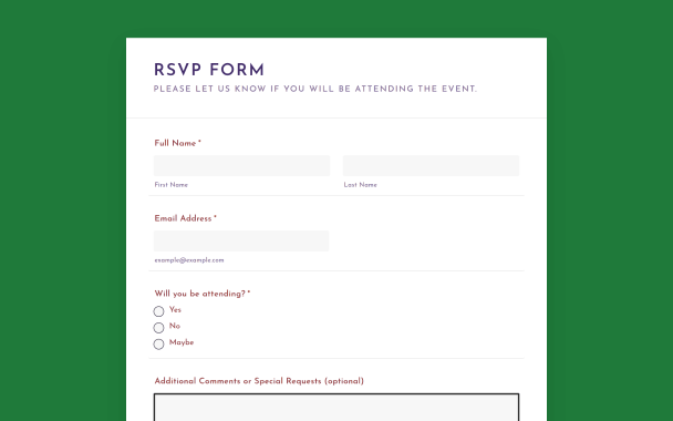 Green RSVP Form - Theme Poster