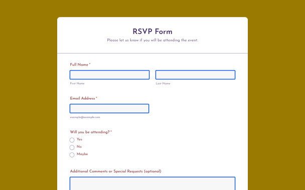 Mustard RSVP Form - Theme Poster