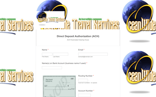 Oceanwide Travel Direct Deposit Form - Theme Poster