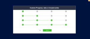 Progress bar, tabs, breadcrumbs