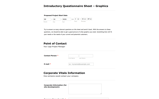 Sweet Graphics Intro Questionnaire Sheet - Theme Poster